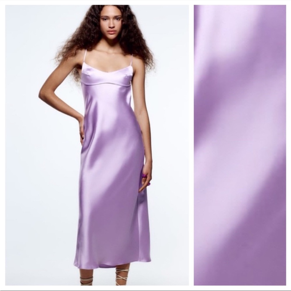 NWT ZARA LILAC SLIP DRESS XS